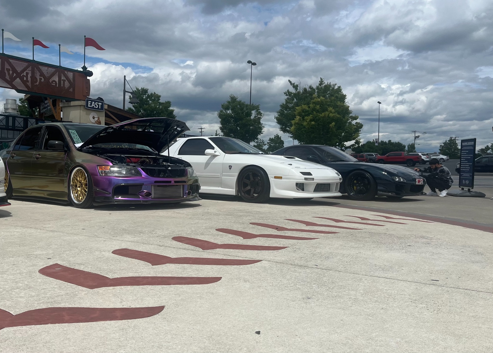 Custom cars at a show